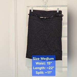 Charlotte Russe Pinstripe Belted Pencil Skirt, EUC, Size Medium